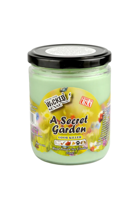 Wicked Sense Soy Candle in Blue, 13 oz Portable Odor Killer, Made in USA, Front View