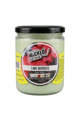 Wicked Sense Soy Candle in Lime Berries scent, 13 oz, made in USA, front view on white background