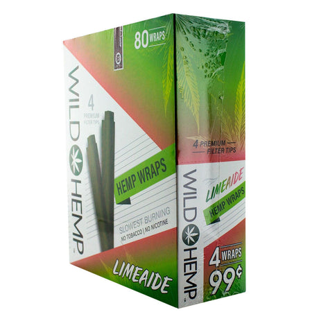 Wild Hemp Hemp Wraps Limeade Flavor - 20 Pack Display Box, USA Made Blunt Wraps