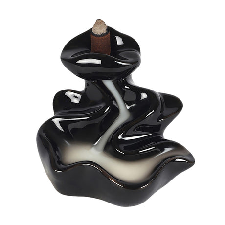 Winding River Black Ceramic Backflow Incense Burner with Incense Cone