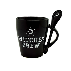 Witches Brew Ceramic Mug with Spoon Set, 10oz - Front View on White Background