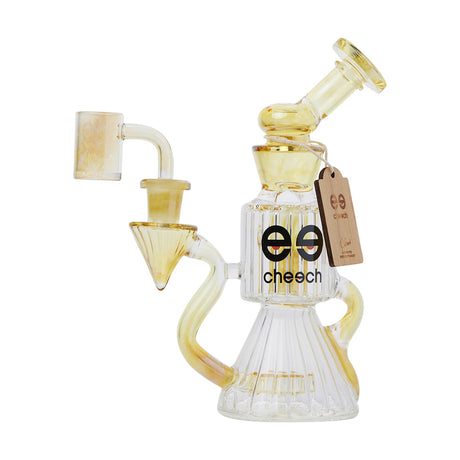 Cheech Glass Yellow Dab Rig with Quartz Bucket - Front View on White Background