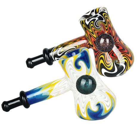 Wondrous Waves Bubbler Pipes with Dichro Marble, Borosilicate Glass, Top View