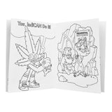 Wood Rocket High AF Adult Coloring Book open page view with humorous illustrations