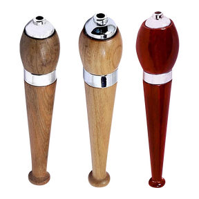 Three Wood Zeppelin One Hitters with Chrome Accents on white background