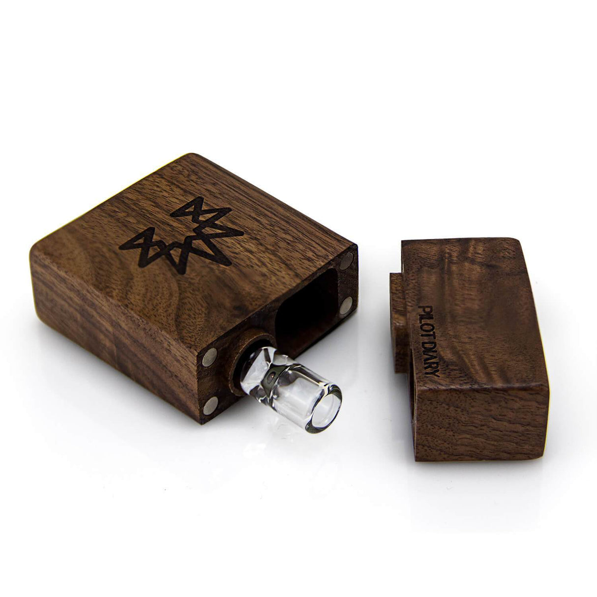 PILOT DIARY Wood Dugout with Glass One Hitter Pipe, Compact and Portable