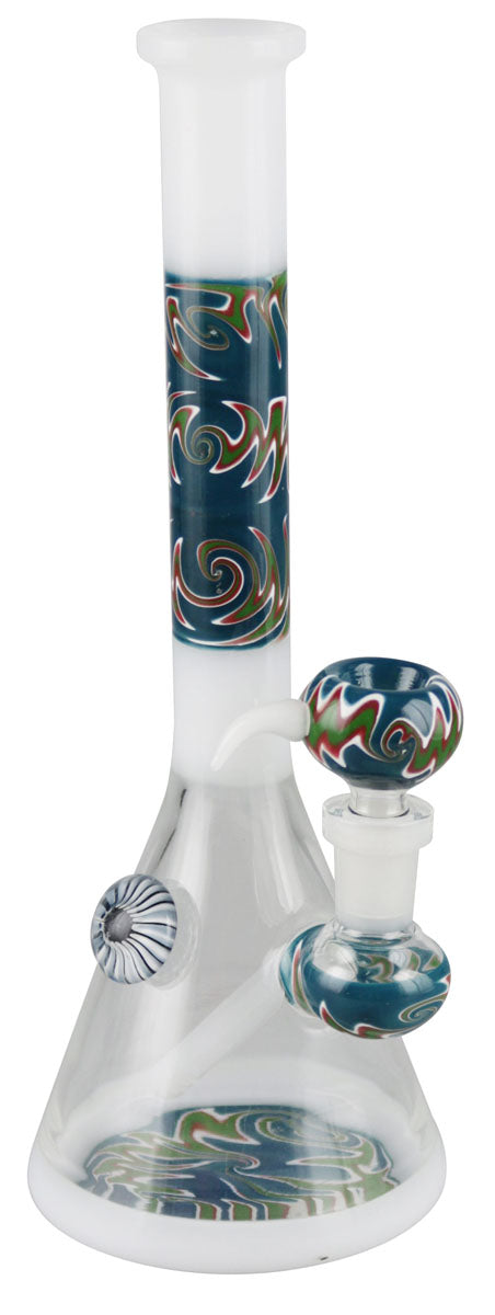 Worked Wig Wag Water Pipe - 10" Beaker Bong for Dry Herbs, Borosilicate Glass, Front View
