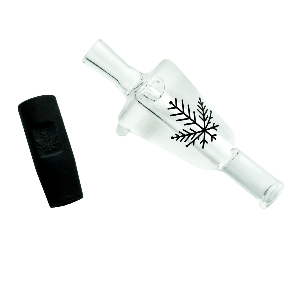 Freeze Pipe Glycerin Blunt Tip with snowflake design and black cap, isolated on white background