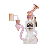 Cheech Glass Recycle Dab Rig in Gold with Quartz Bucket - Front View on White Background