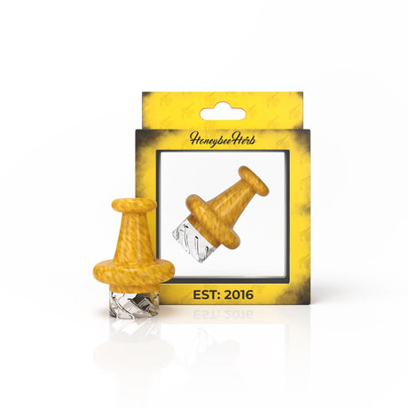 Honeybee Herb Yellow Classic Vortex Carb Cap for Dab Rigs, Front View on White Background