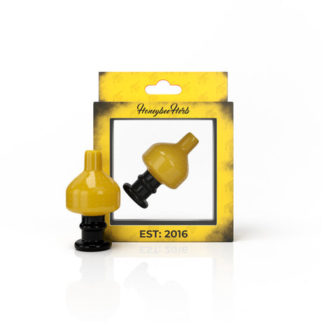 Honeybee Herb Sweet Bubble Carb Cap in Yellow for Dab Rigs, Front View on White Background