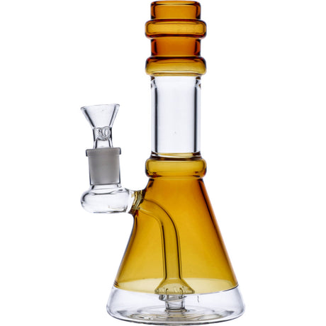 Yellow Quartz Beaker Water Pipe by Valiant Distribution, 8in with 90 Degree Joint, Front View