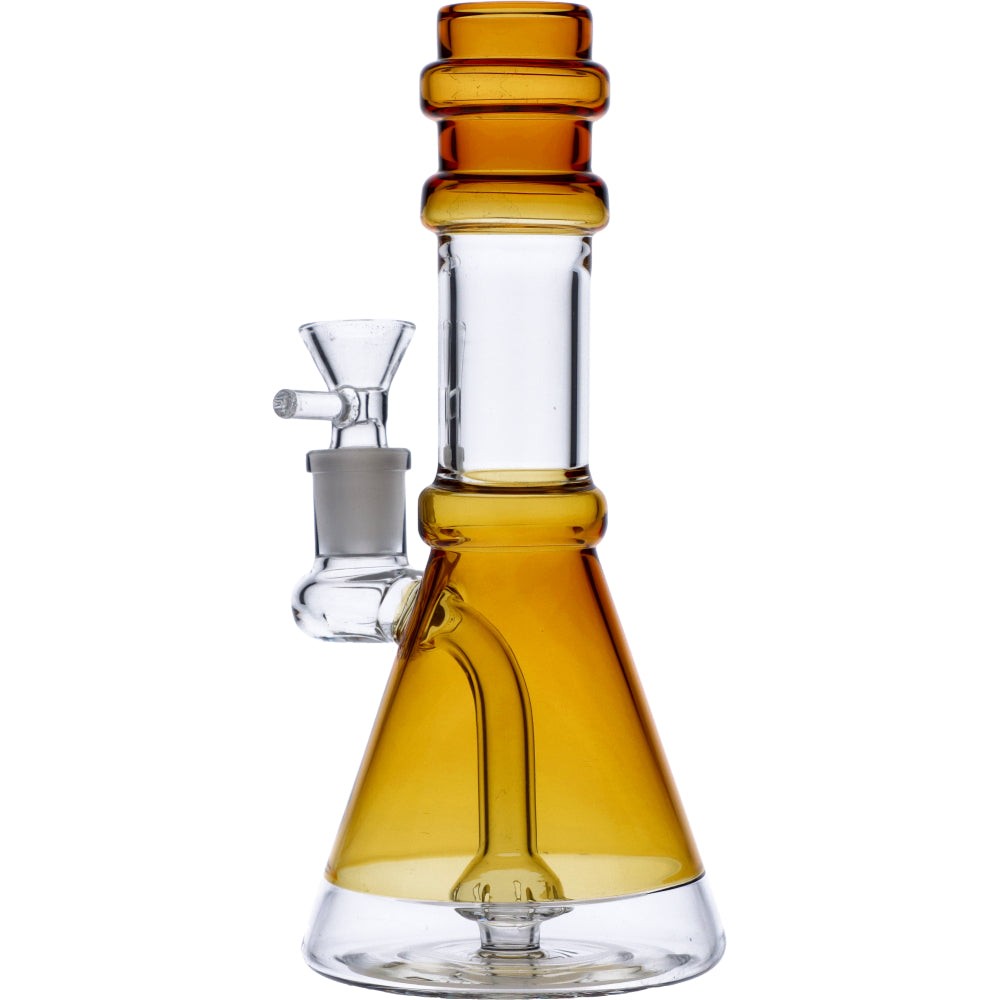 Valiant Distribution 8" Yellow Quartz Beaker Water Pipe with 90 Degree Joint for Dry Herbs, Front View