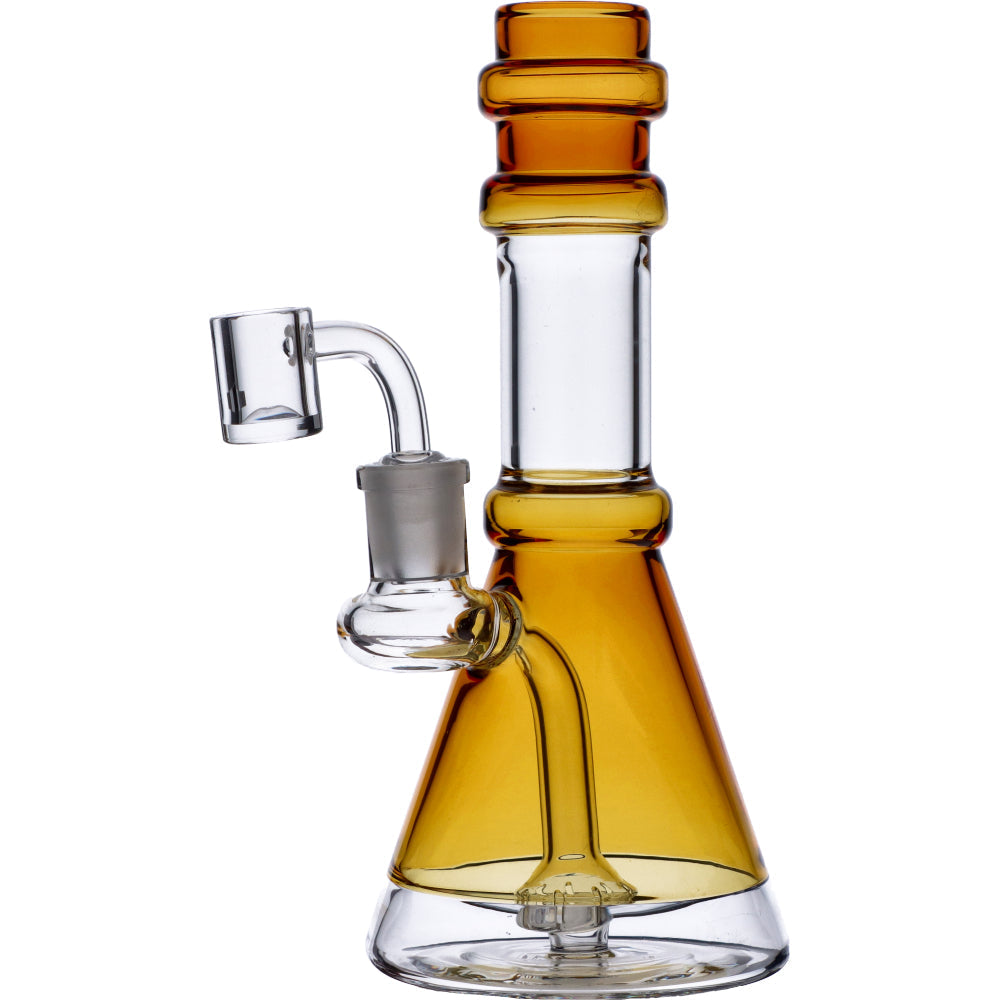 Valiant Distribution Yellow Quartz Beaker Water Pipe - 8in with 90 Degree Joint, Front View