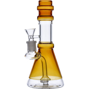 Valiant Distribution Yellow Quartz Water Pipe, 8in Beaker Design, Front View on White Background