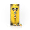 Honeybee Herb Classic Resin Dab Tool with Yellow/White Stripes, Front View on Branded Packaging