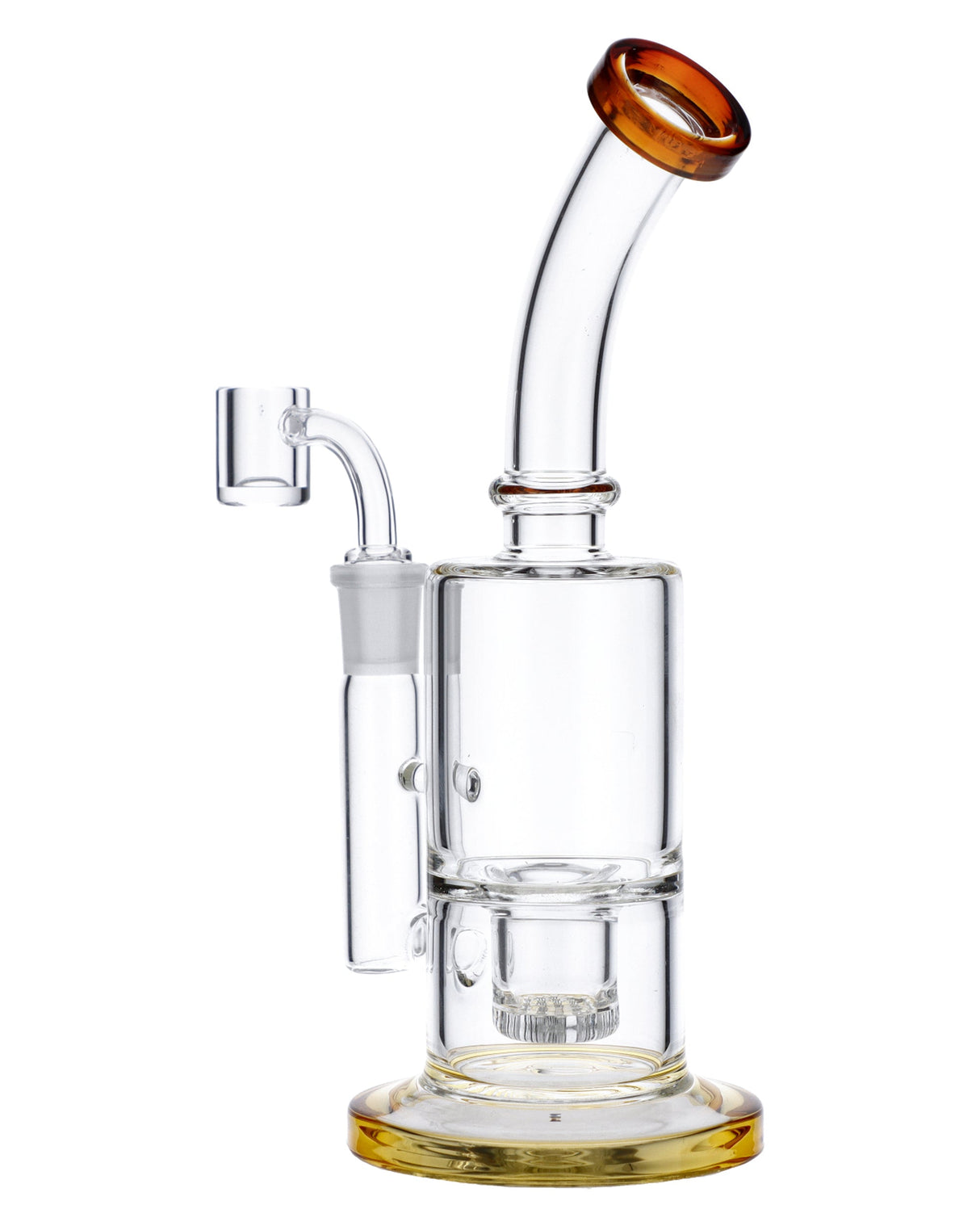 Yellow Valiant Bubbler Rig, 8 inch, with Borosilicate Glass and Bubble Design, Front View