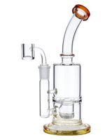 Yellow Valiant Bubbler Rig, 8 inch, Borosilicate Glass, Front View on White Background