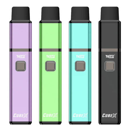 Yocan Cubex Concentrate Vaporizer in Purple, Green, Blue, Black - Front View with 1400mAh Battery