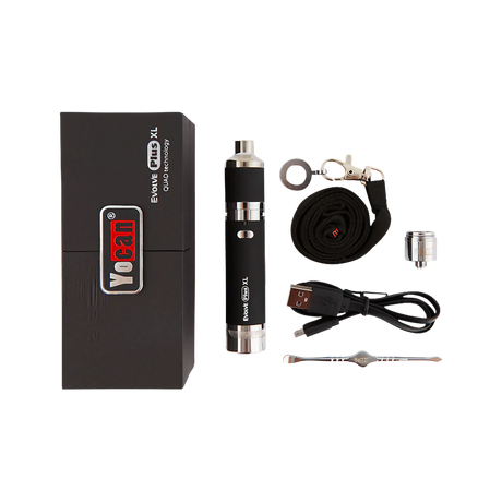 Yocan Evolve Plus XL Vaporizer in Black with Quartz Coil and USB Cable