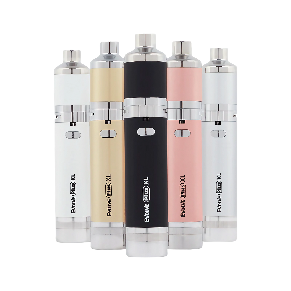 Yocan Evolve Plus XL Vaporizers in assorted colors, front view, portable design for concentrates