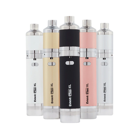 Yocan Evolve Plus XL Vaporizers in assorted colors, front view, portable design for concentrates