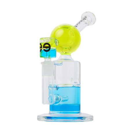 Cheech Glass 8" Triple Glycerin Bong, Dual Color Blue Yellow, Front View