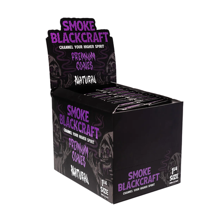 BlackCraft 1 1/4 Size Pre-Rolled Cones 24 Pack Display Box Front View