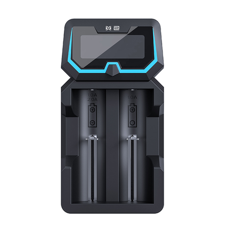 XTAR NEW X2 External Battery Charger, front view on white background, dual slot design