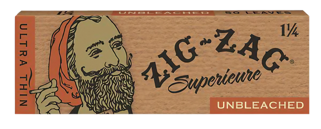Zig Zag 1 1/4" Unbleached Rolling Papers 24 Pack front view on white background