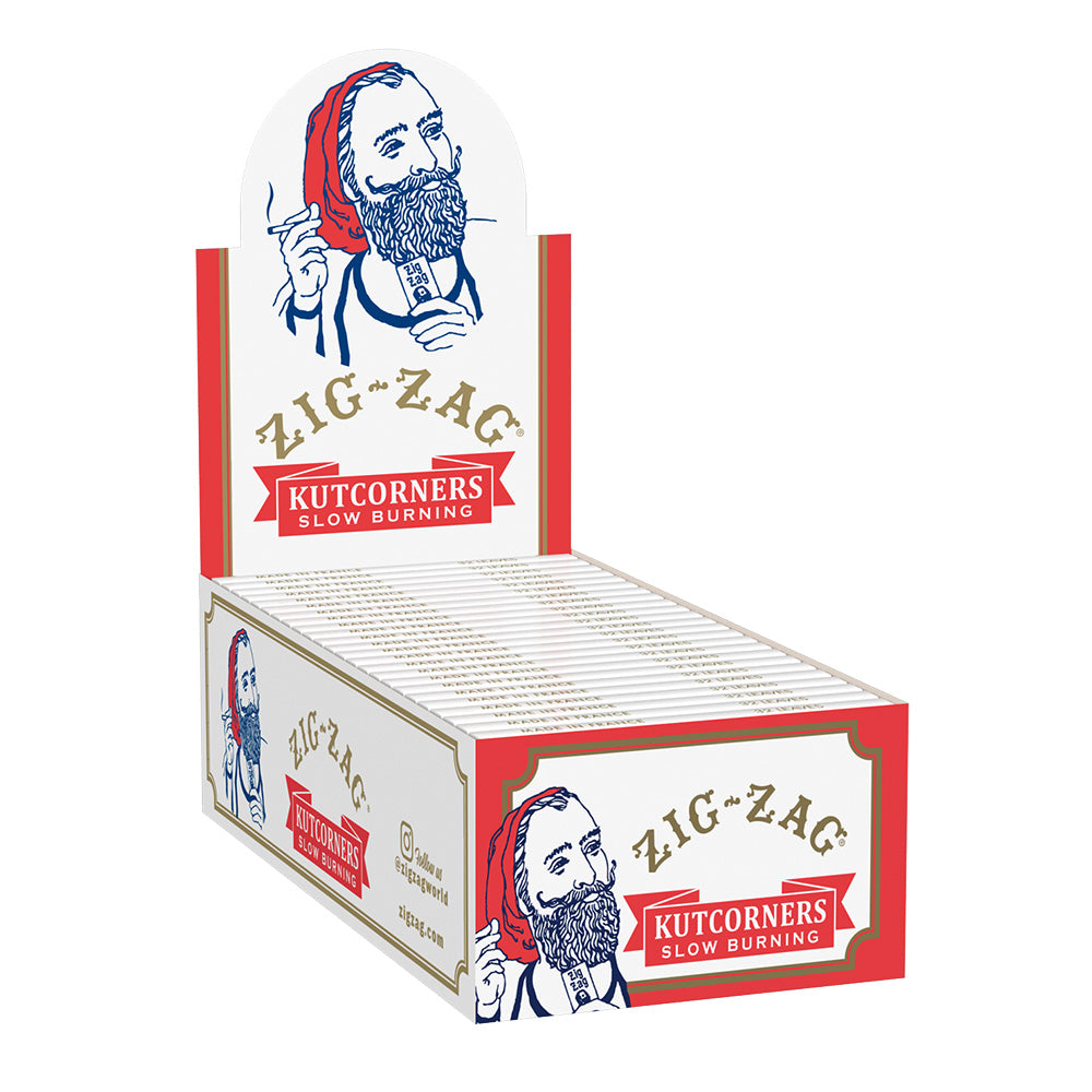 Zig Zag Cut Corner Rolling Papers 24 Pack - Red and White Portable Design