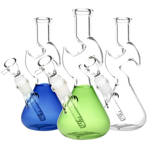 Zig-Zag Minimalist Water Pipes in Blue, Green, and Clear Borosilicate Glass with Slit-Diffuser