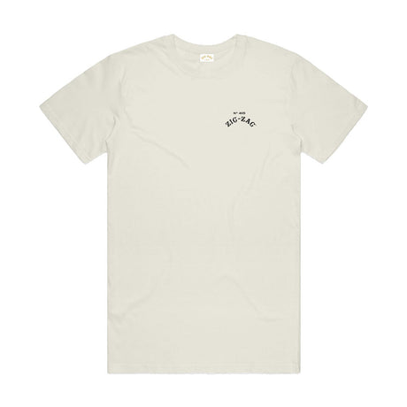 Zig Zag Organic Hemp Logo T-Shirt in Cream, Cotton Blend, Unisex Fit - Front View