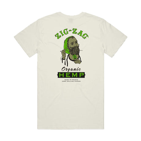Zig Zag Organic Hemp Cream T-Shirt with Logo, Unisex Cotton Blend, Back View