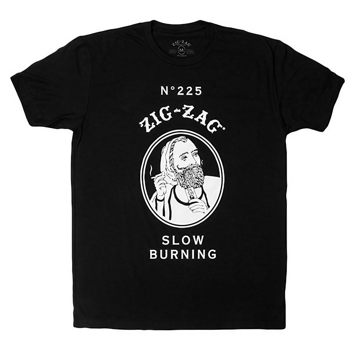 Zig Zag Black T-Shirt featuring iconic logo, fun novelty design, unisex cotton blend, front view
