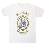 Unisex Zig Zag T-Shirt in White with Novelty Graphic, Cotton Blend, Front View