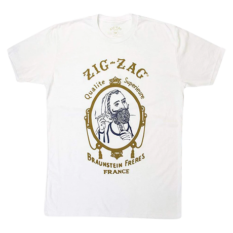 Unisex Zig Zag T-Shirt in White with Novelty Graphic, Cotton Blend, Front View