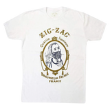 Zig Zag T-Shirt in White featuring iconic logo, front view on seamless background, cotton blend, unisex size