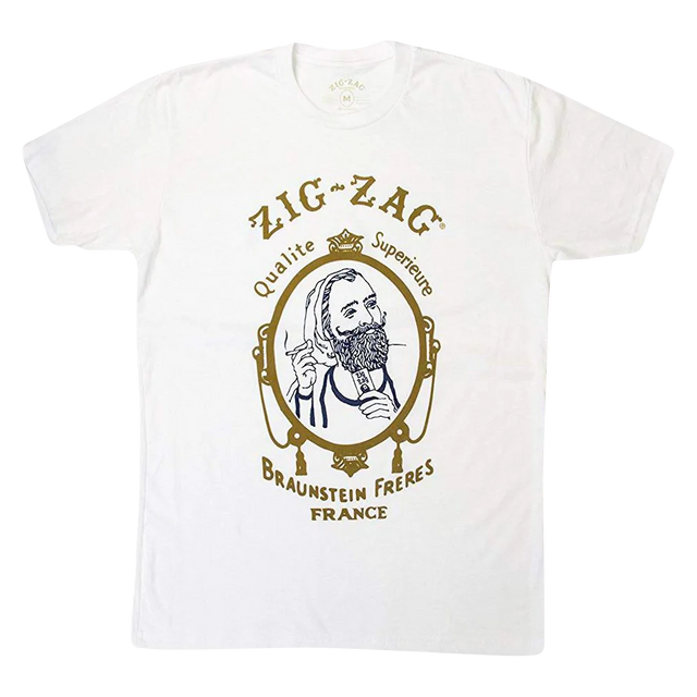 Unisex Zig Zag T-Shirt in White with Fun Novelty Graphic, Cotton Blend, Front View
