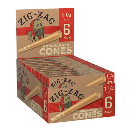 Zig Zag Unbleached Paper Cones 24 Pack displayed in pyramid stack, perfect for dry herbs