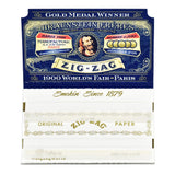 Zig Zag White Single Wide Rolling Papers 24 Pack, front view on seamless white background